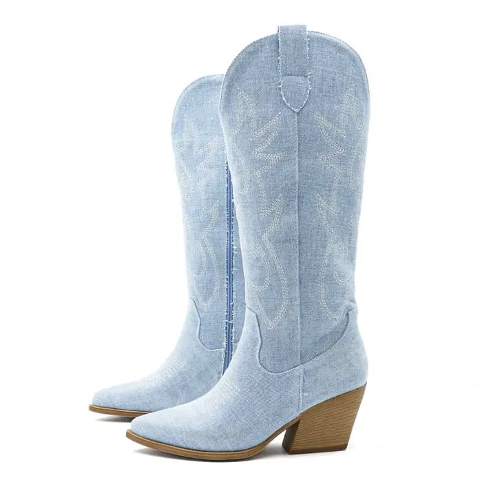Chaussures pour femmes nouvelles bottes de Cowboy occidentales brodées femmes automne bout pointu ta