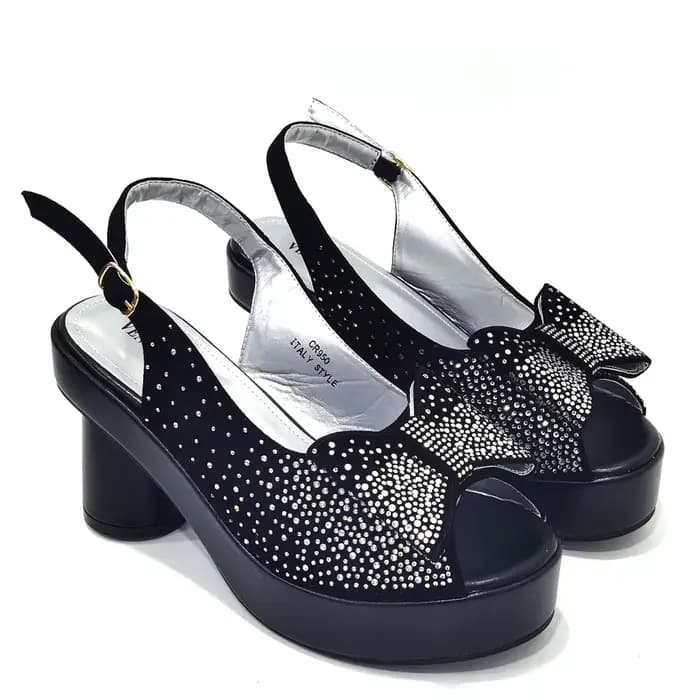 Talons Carrés avec Plateforme pour Femme, Ensemble de Chaussures et de Sacs Africains, Escarpins en