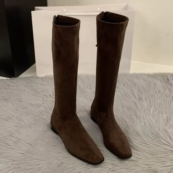 Nouveau daim chaud mode Chelsea bottes 2025 automne concepteur rétro dames genou bottes hautes confo