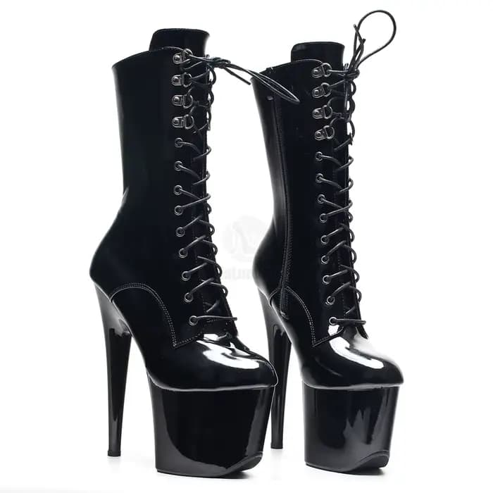 Bottines à plateforme à lacets et talons aiguilles de 7 pouces pour femmes adultes, bottes de pole d