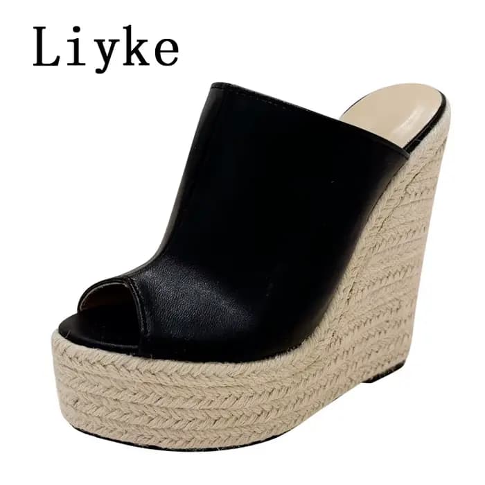 VEYKE-Pantoufles à talons super hauts pour femmes, chaussures sexy à bout ouvert, ULde paille optiqu
