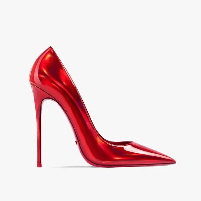 HLTINO-Chaussures à fond rouge en cuir véritable pour femmes, talon haut brillant, dames de fête, su