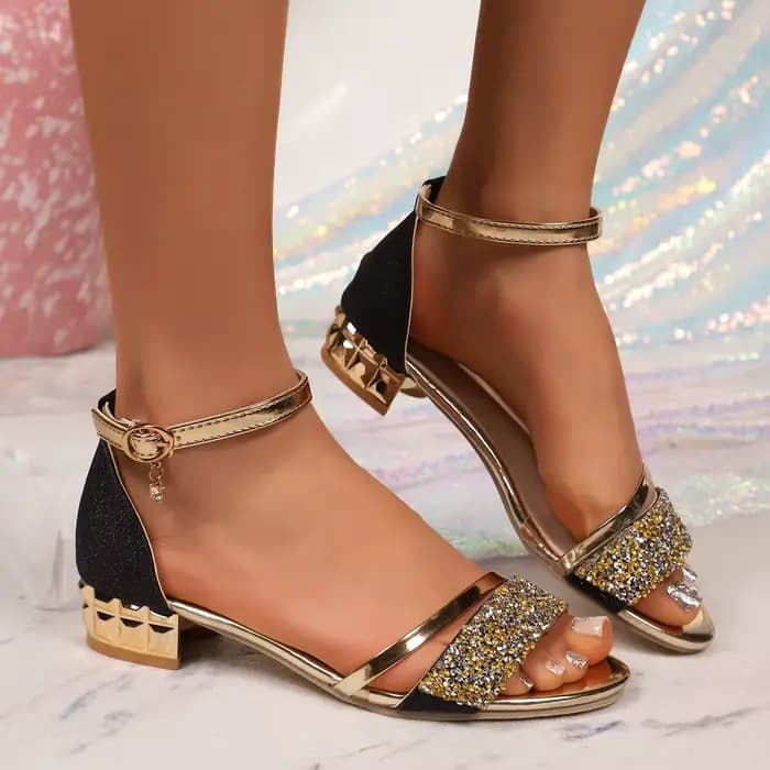 Sandales à talons hauts pour femmes, chaussures de soirée tendance d'été, sandales confortables à bo