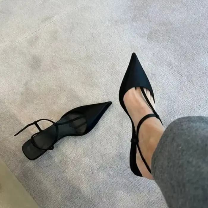 Chaussures pour femmes, sandales sexy à bout pointu, sandales confortables à talon bas, sandales ten