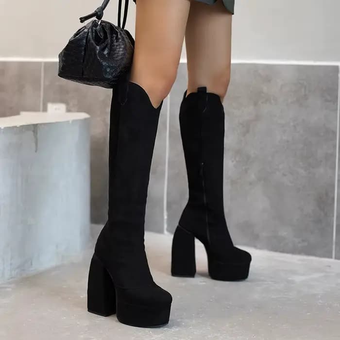 Bottes à plateforme super imperméables pour femmes, talon épais étrange, graffiti, peluche, fermetur