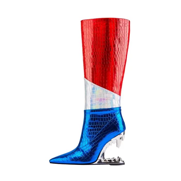 Kaky's-Bottes à talons hauts pour femmes, talon en forme de tonneau, grandes bottes colorées, nouvea