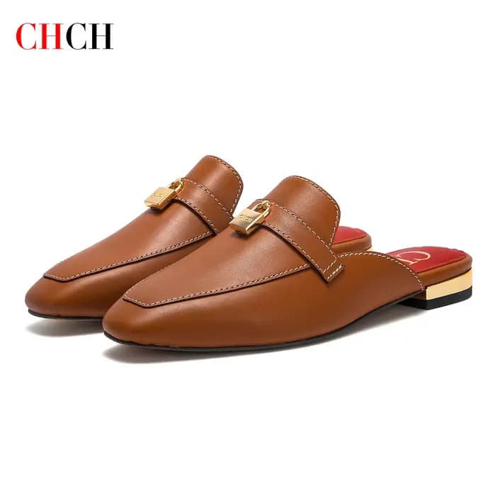 Chaussures Muller pour femmes CHCH 2026, nouvelles chaussures plates pour femmes en cuir de vachette