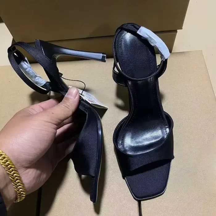 Noir Sexy talons hauts femmes été élégant robe de soirée sandales concepteur Peep orteil grande tail