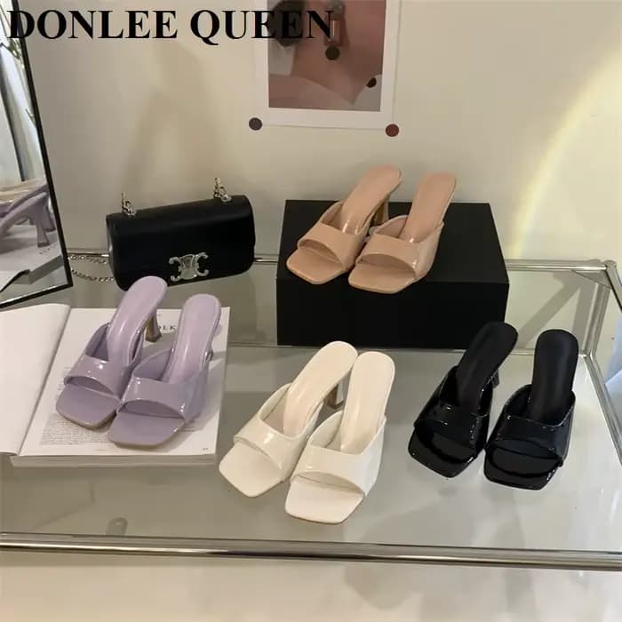 Pantoufles à talons hauts pour femmes, chaussures mules élégantes à enfiler, sandales de loisirs, gr