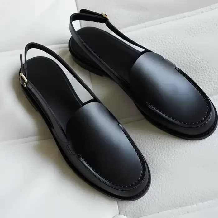 Chaussures à boucle pour dames, bout rond, talons mi-épais, lignes de couture, sandales avec sangle