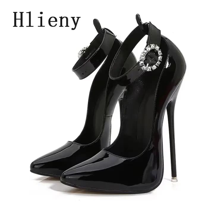 Hlieny Super talons hauts 16 cm femmes pompes talon aiguilles bout pointu dames cheville cristal bou