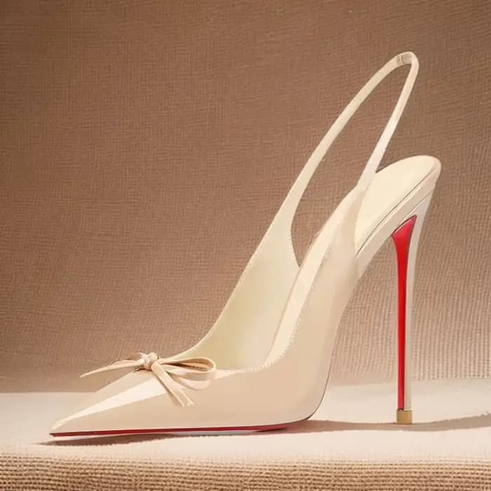 Nouveau noir nu vin rouge cuir verni pointu petit nœud dos style vide grande taille socialite sandal