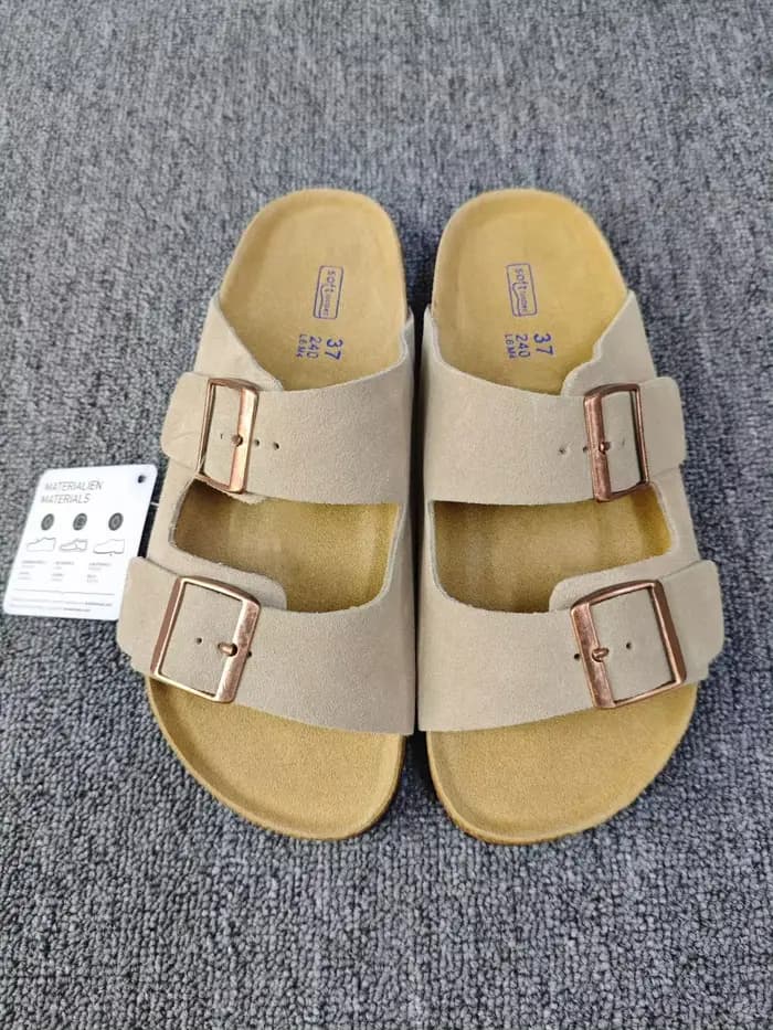 Sandales plates de plage unisexes style vintage à double boucle avec semelle intérieure en liège – C