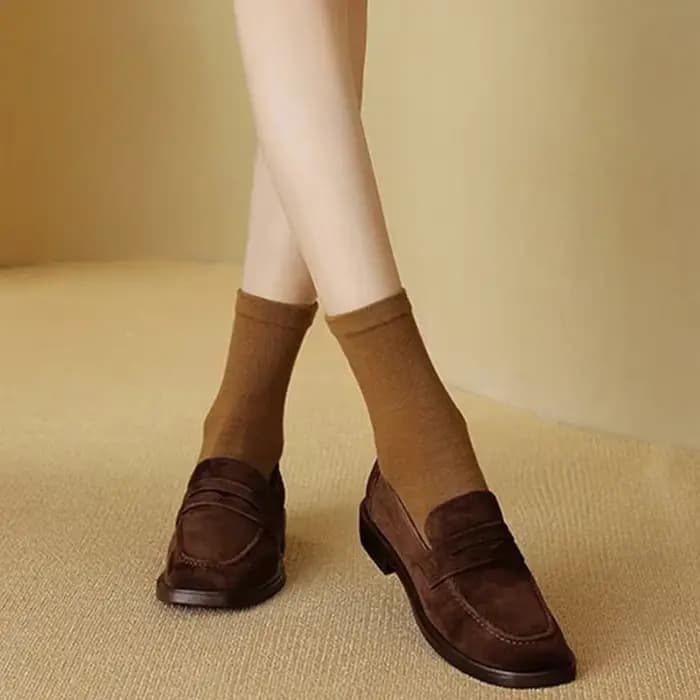 ZHAMTA-Mocassins en Daim et Cuir group pour Femme, Chaussures Plates Décontractées, Talons Bas, Vint