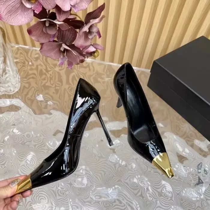 Nouvelles Chaussures Simples à Talons Aiguilles pour Femmes, Mode Printemps, en Cuir Pointu Métalliq