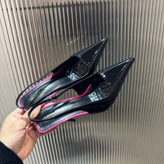 Nouvelles sandales pour femmes en cuir verni à bout pointu, talon fin ajouré, talons hauts, sexy, st