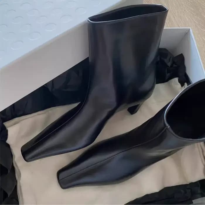 Bottines à talons aiguilles pour femmes, chaussures d'automne et d'hiver, bout carré, talon chat, mi