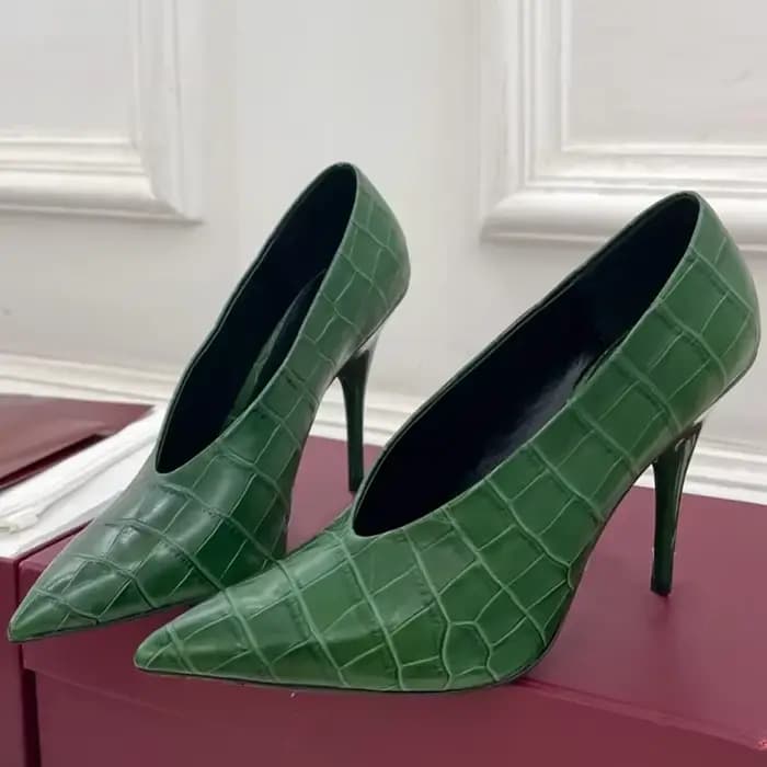 Escarpins en cuir de peau de serpent à talons hauts peu profonds, Sexy, bout pointu, talon fin, à en