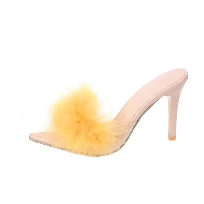 Sandales à talons hauts pour femmes 2026 – Nouveauté mode, sandales à bout pointu en fourrure, talon