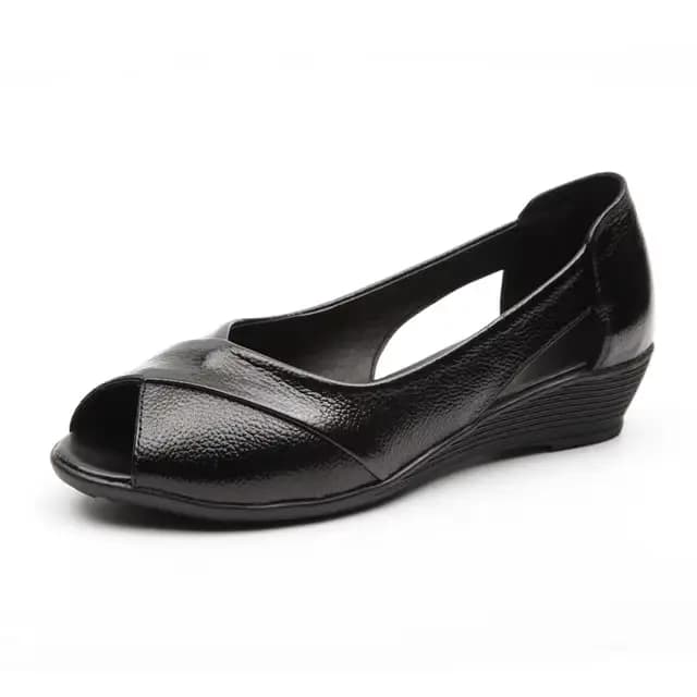 TIMETANG-Sandales à l'offre elles compensées en cuir véritable pour femme, chaussures d'été ouvertes