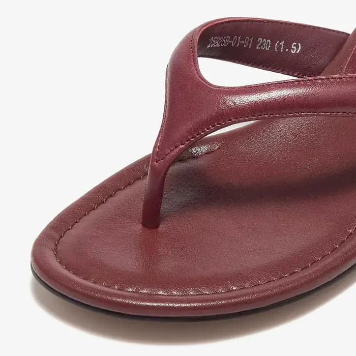 BEAUTODAY tongs décontractées femmes en peau de mouton en cuir t-strap bout ouvert pantoufles solide
