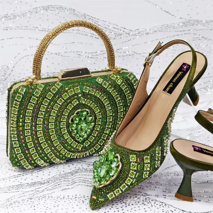 Venus Chan 2025 escarpins élégants à bout pointu avec strass avec ensemble de sacs assortis chaussur