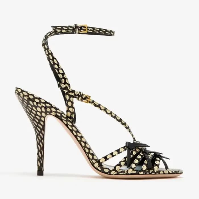 Chaussures modernes pour femmes à talons hauts en cuir patchwork à bande étroite, bout rond sexy, ta