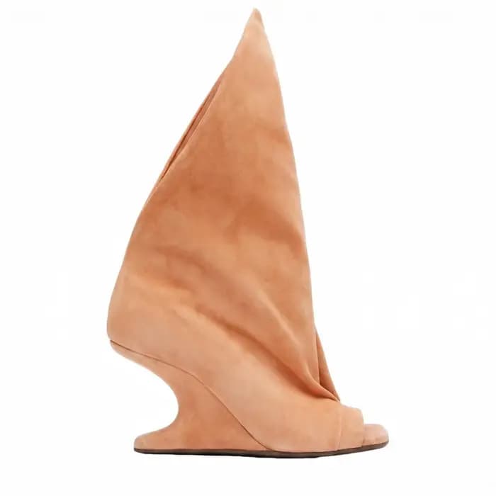 Bottines mi-mollet à talon compensé en daim peep toe pour femme, nouvelle collection été 2026, à enf