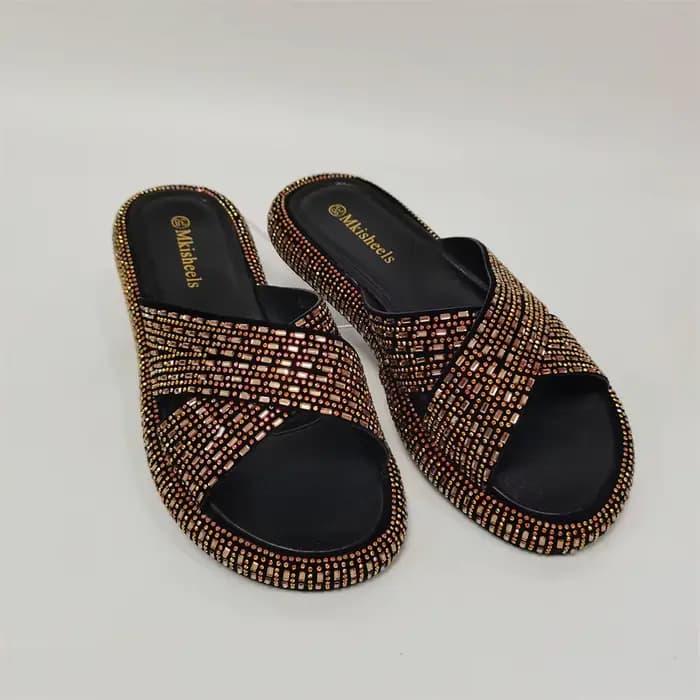 Haute Qualité Mode Plateforme Strass Sandales En Plein Air Non-ald Plage Pantoufles 2024 D'été Nouve