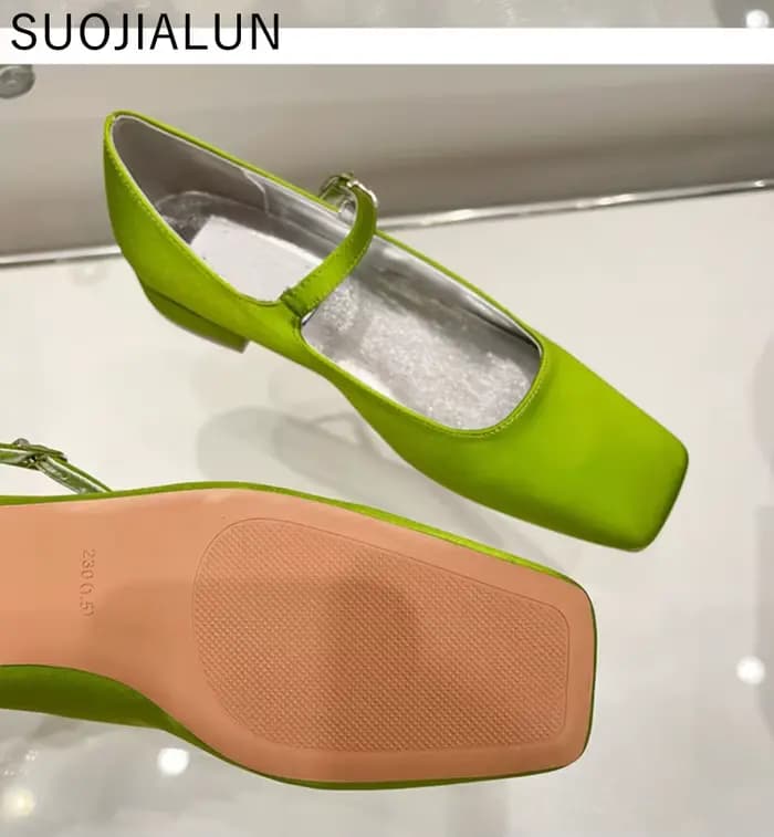 SUOJIALUN-Chaussures plates d'été pour femmes, mocassins ronds, peu profonds et doux, ballerine, ten