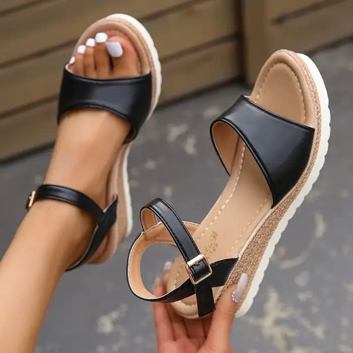 Sandales à talons compensés légères pour femmes, sandales d'été à plateforme avec lanière à la chevi