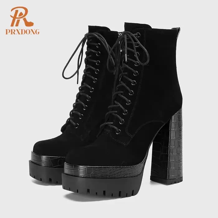 XWhatsApp G-Bottines noires à talons hauts pour femmes, chaussures de rinçage, chaussures provoqué p