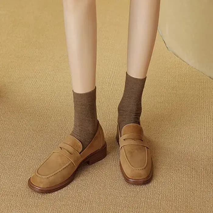 ZHAMTA-Mocassins en Daim et Cuir group pour Femme, Chaussures Plates Décontractées, Talons Bas, Vint