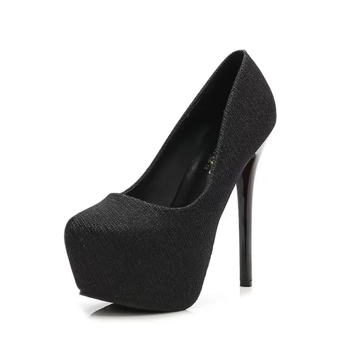 Escarpins à plateforme à talons en métal argenté pour femmes, chaussures peu profondes et Sexy en ti