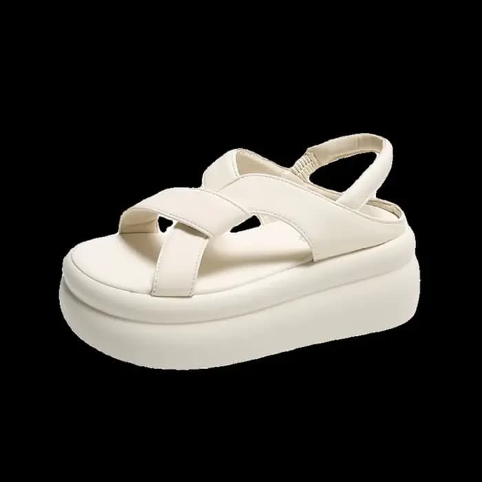 Sandales compensées de luxe style nuage à brides croisées et semelle épaisse, mules décontractées co