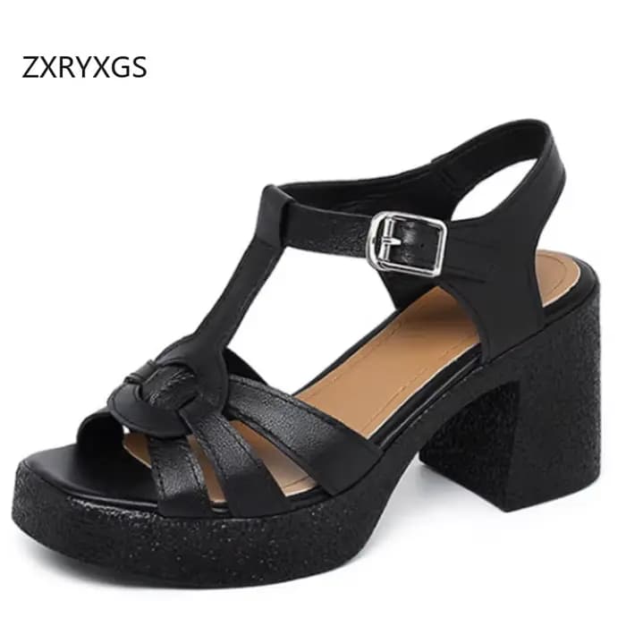 ZXRYXGS Sandales d'été à talons hauts pour femmes, nouvelle collection 2026, à bout ouvert, en cuir