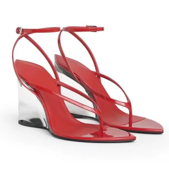 Sandales compensées transparentes sexy été 2026, chaussures polyvalentes à boucle pour défilés de mo