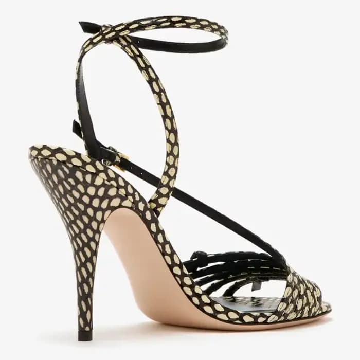 Chaussures modernes pour femmes à talons hauts en cuir patchwork à bande étroite, bout rond sexy, ta
