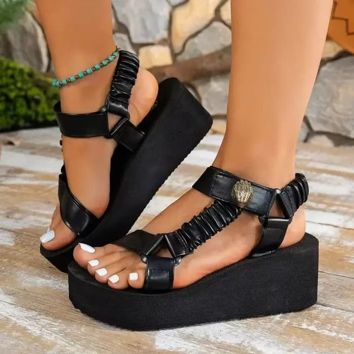 Sandales à plateforme 2025 été plat femmes chaussures pied talons hauts sandales de plage en plein a