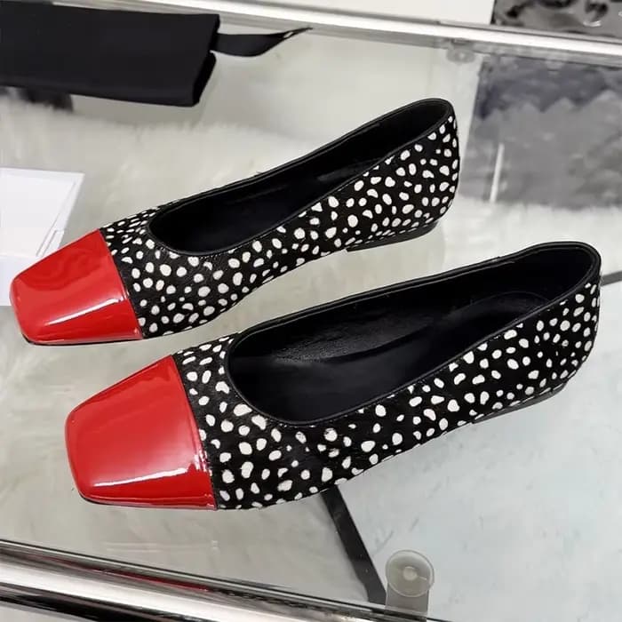 Chaussures à talon bas pour femme, nouveau style 2026, haute qualité, en mohair/cuir avec boucles mé