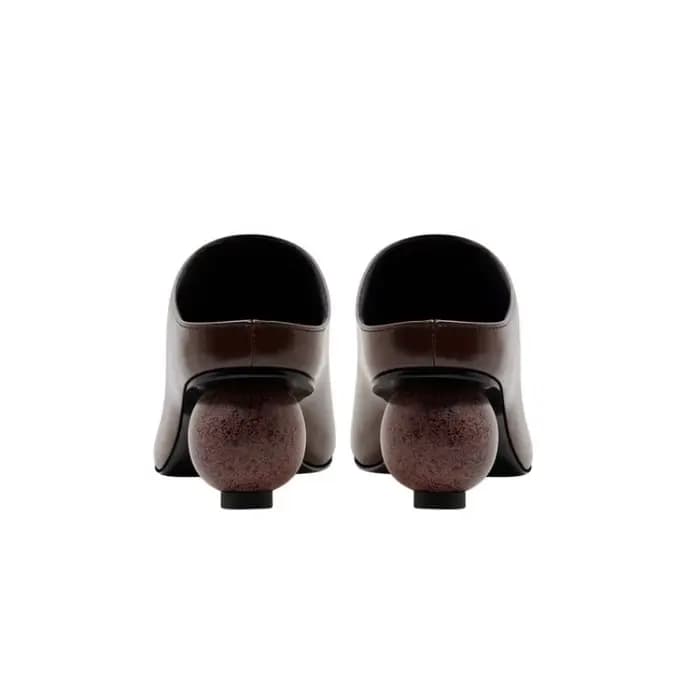 Sandales à Talons Optiques en Cuir de Vache pour Femme, Pantoufles Noires et Brunes, Chaussures d'Ex