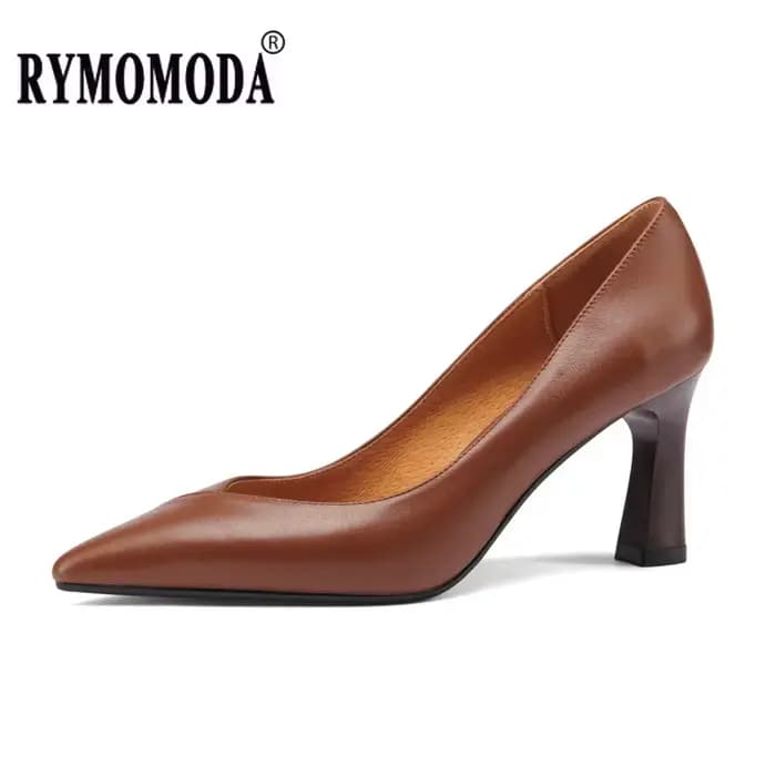 Escarpins en cuir de vachette pour femme, collection Printemps 2026, à bout pointu, talons aiguilles