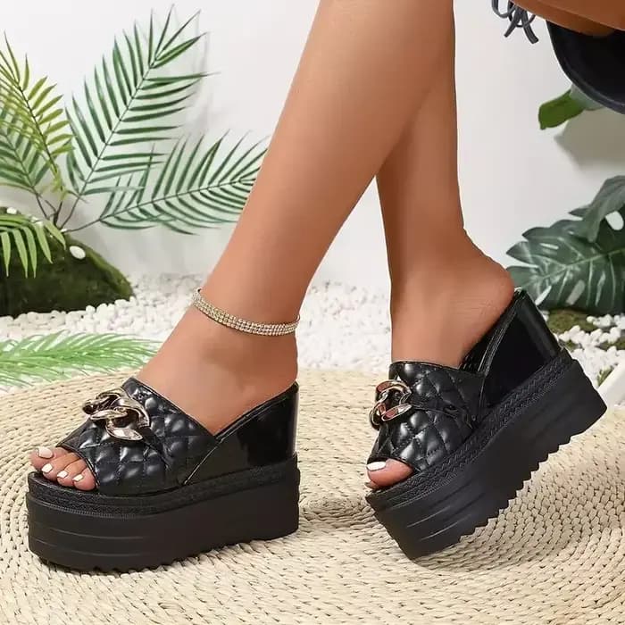 2025 nouvelles femmes sandales à talons compensés décontracté plate-forme diapositives femmes mode l