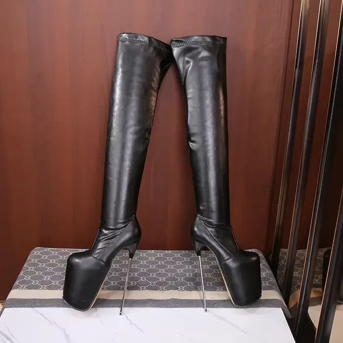 SDTRFT-Bottes à Talons Aiguilles pour Femme, Chaussures à Plateforme Rouge, Talons Fins, Au-Dessus d
