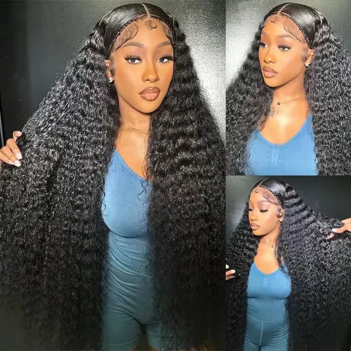 Perruque Deep Wave Lace Front Wig Remy Naturelle, Cheveux Bouclés, 13x6, 13x4, 30 Pouces, HD, pour F