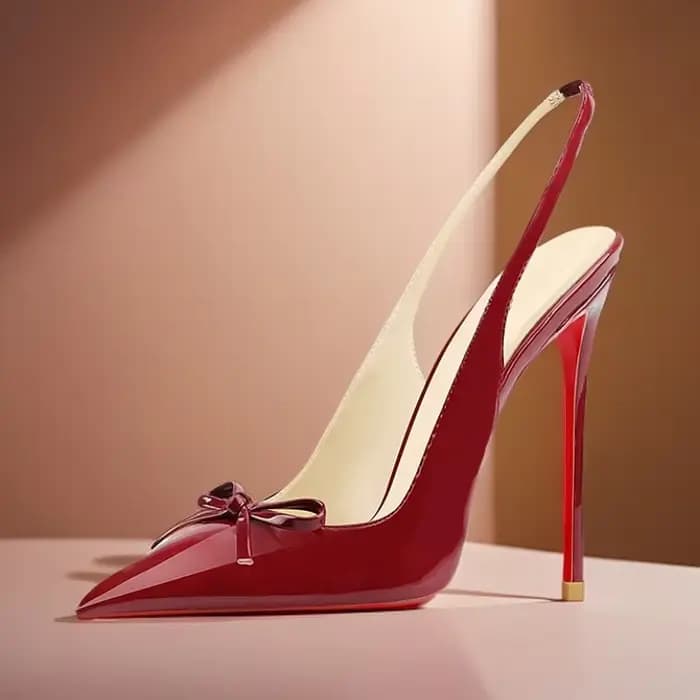 Nouveau noir nu vin rouge cuir verni pointu petit nœud dos style vide grande taille socialite sandal