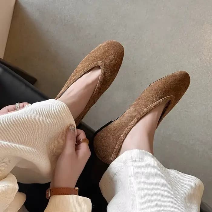 MORAZORA 2026 Nouvelles Chaussures Plates pour Femmes en Daim de Vache, Style Rétro Fait Main, Chaus