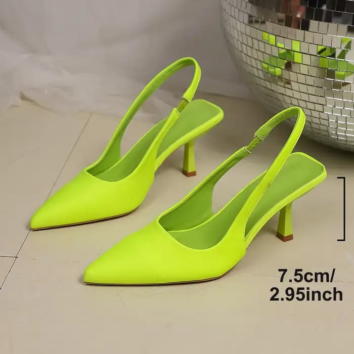 Sandales à talons hauts vert clair pour femmes, chaussures d'été légères à talons fins, Slingback, b
