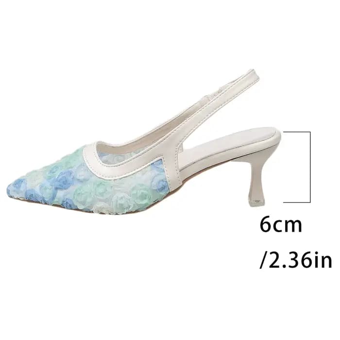 Sandales à bride arrière en dentelle blanche pour femme, design de marque, à bout pointu, talon chat