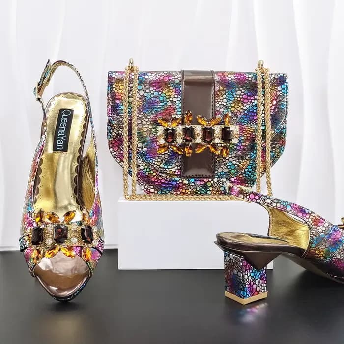 Doershow – ensemble de chaussures et sacs de style africain pour femmes, de haute qualité, bleu ciel